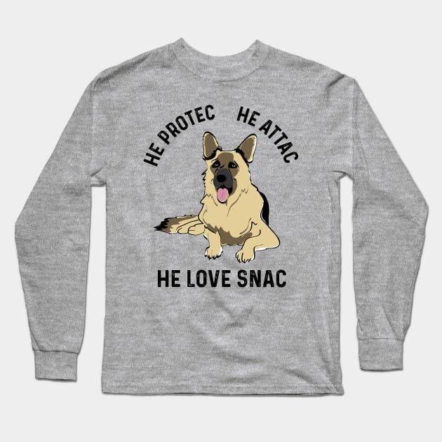 Funny German Shepherd Protec Dog Lover Gifts Long Sleeve T-Shirt by atomguy